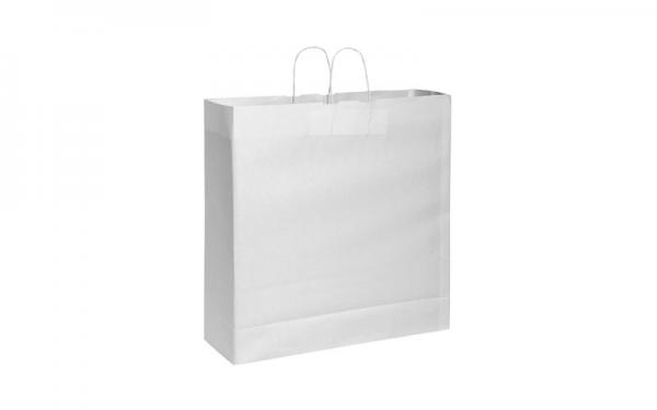 Shopper in Carta Bianca con Maniglia Ritorta