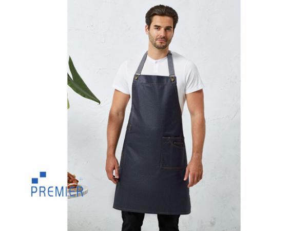 District Waxed Look Denim Bib Apron