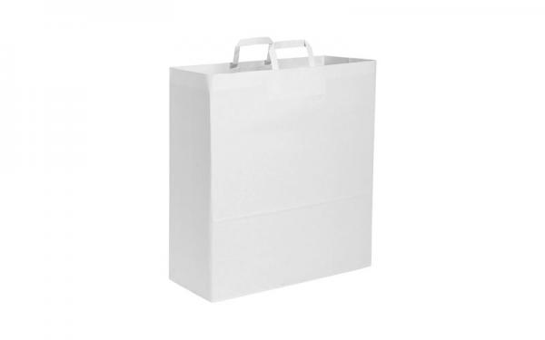Shopper in Carta Bianca con Maniglia Piatta